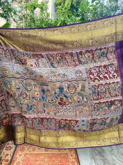 Kanchipattu penkalamkari saree
