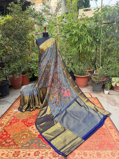 Kanchipattu penkalamkari saree
