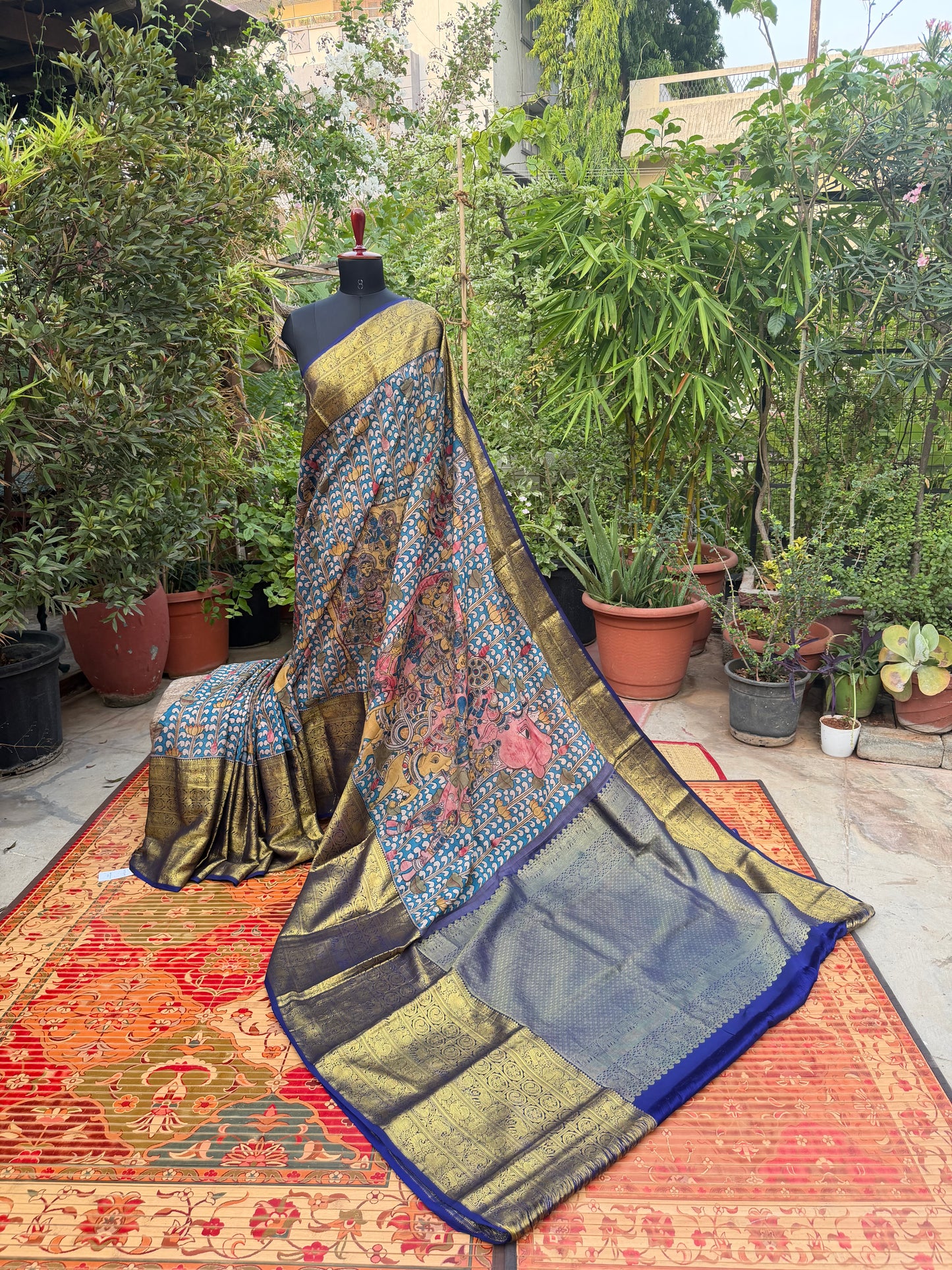 Kanchipattu penkalamkari saree