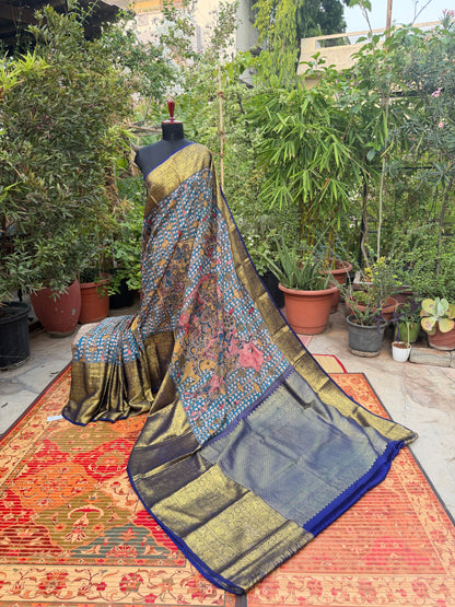 Kanchipattu penkalamkari saree