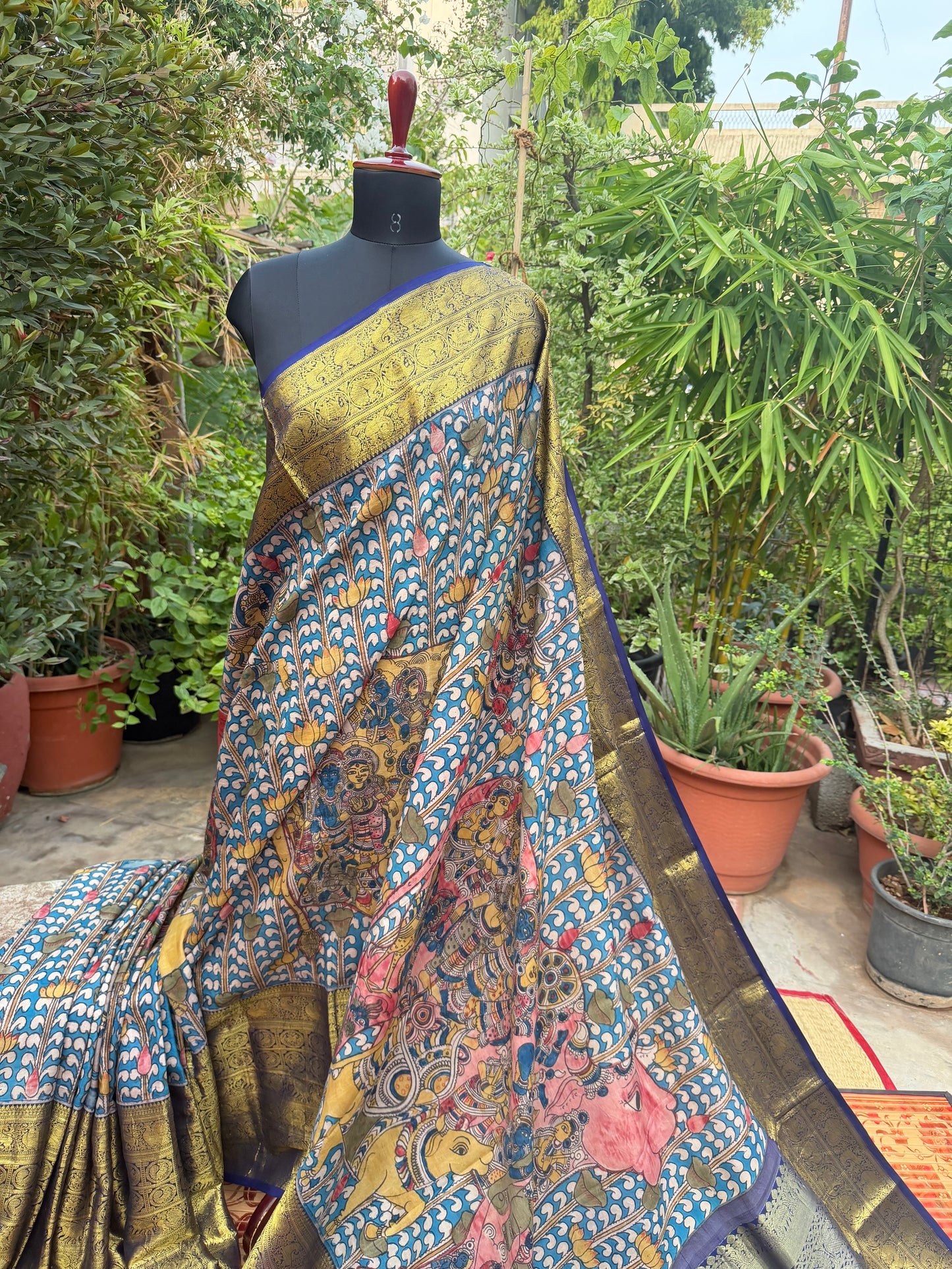 Kanchipattu penkalamkari saree