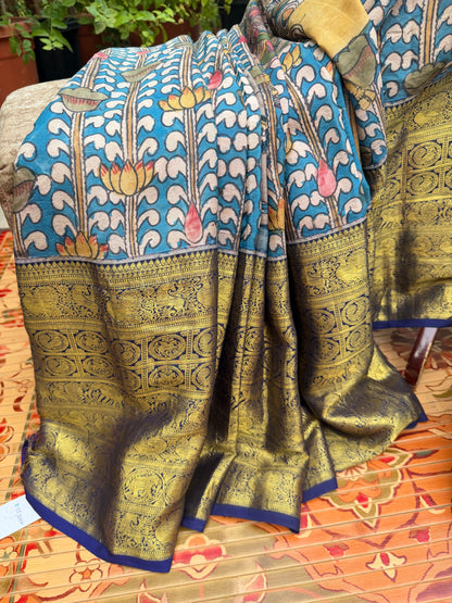 Kanchipattu penkalamkari saree