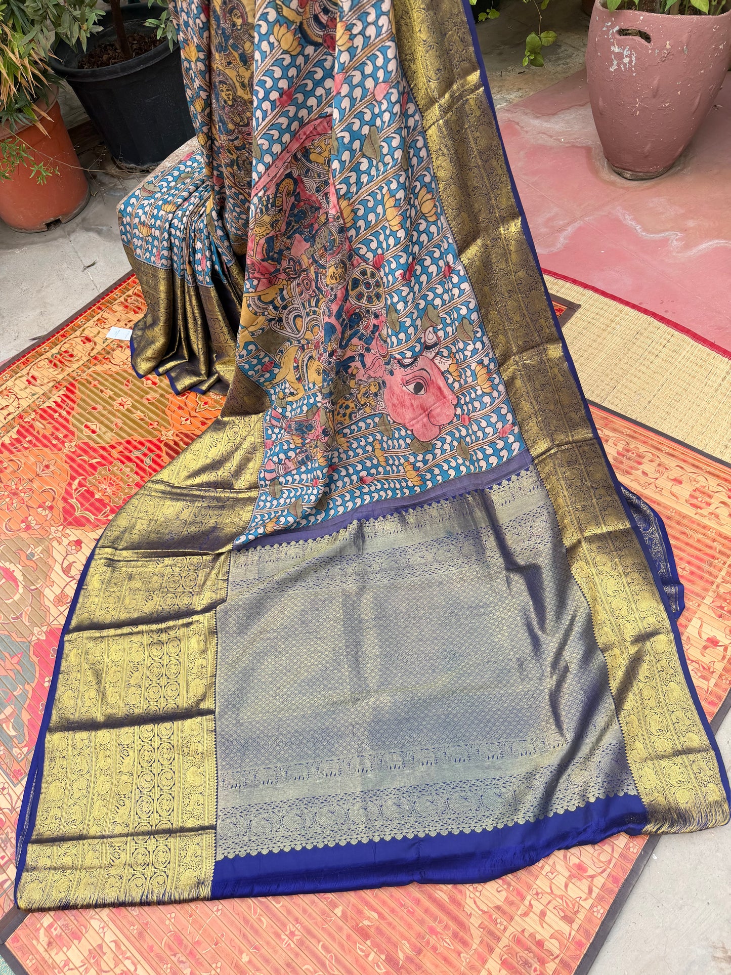 Kanchipattu penkalamkari saree
