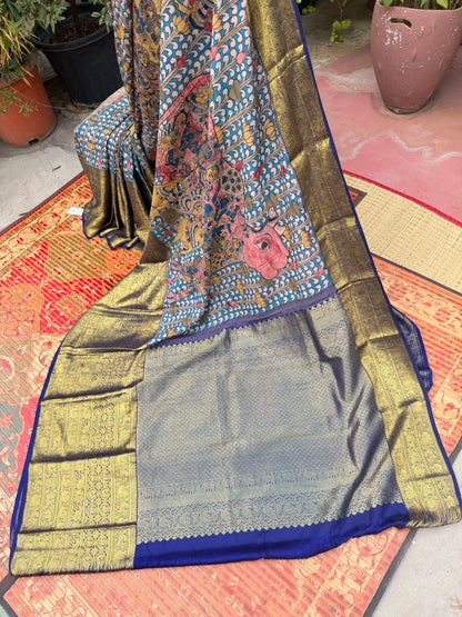 Kanchipattu penkalamkari saree