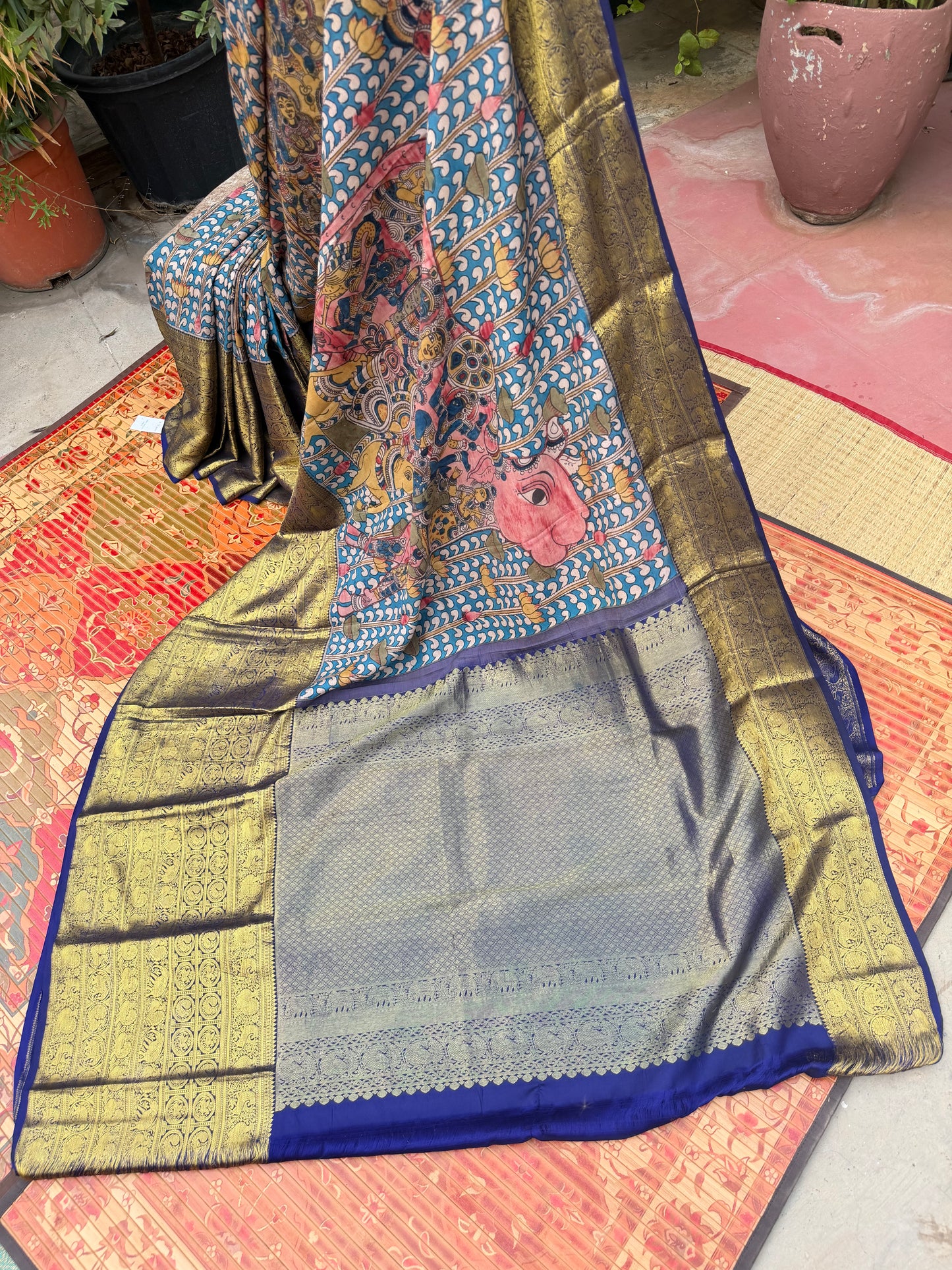 Kanchipattu penkalamkari saree