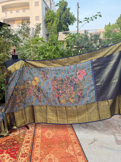 Kanchipattu penkalamkari saree