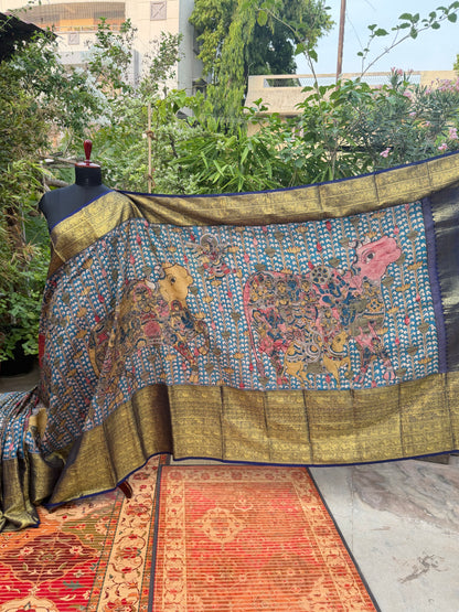 Kanchipattu penkalamkari saree