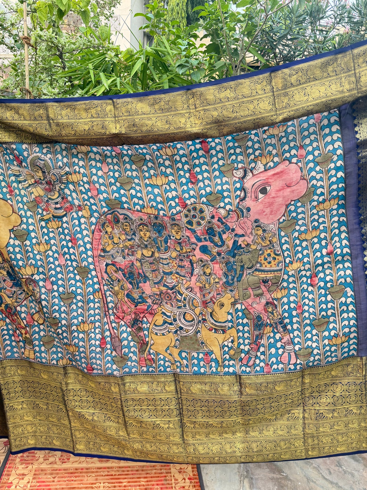 Kanchipattu penkalamkari saree