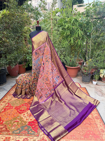 Kanchipattu penkalamkari saree