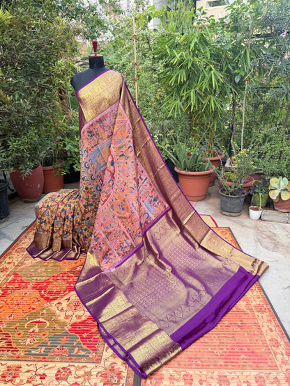 Kanchipattu penkalamkari saree