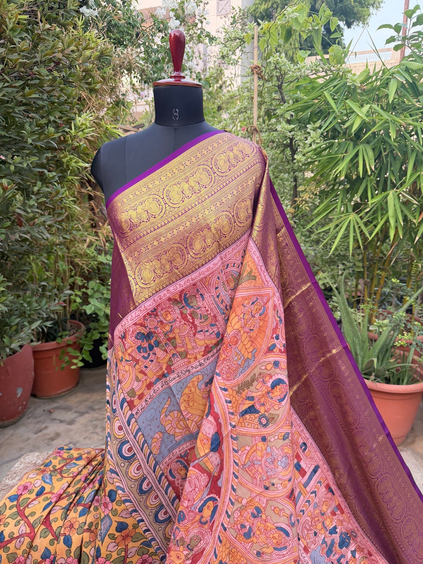 Kanchipattu penkalamkari saree