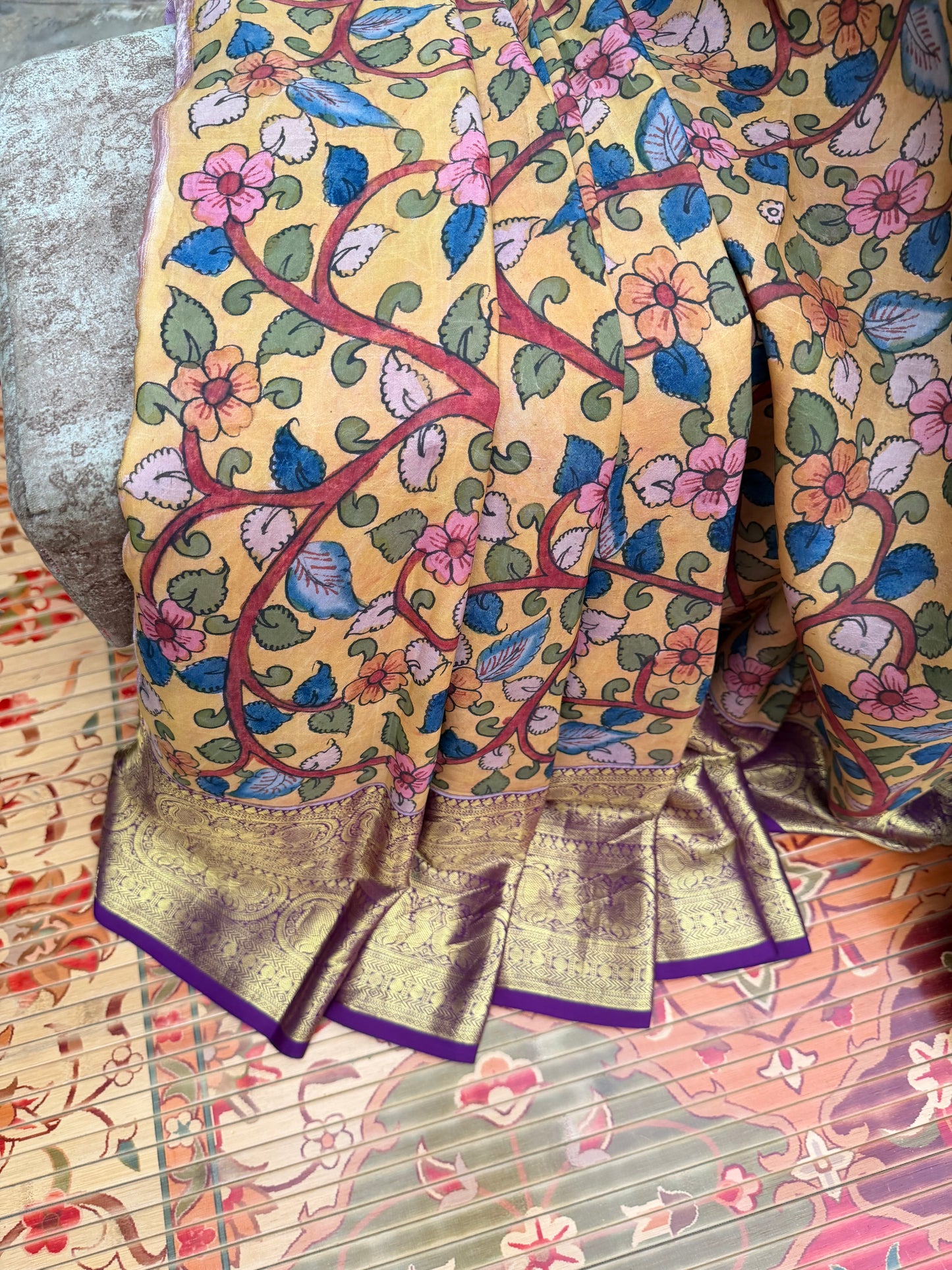 Kanchipattu penkalamkari saree