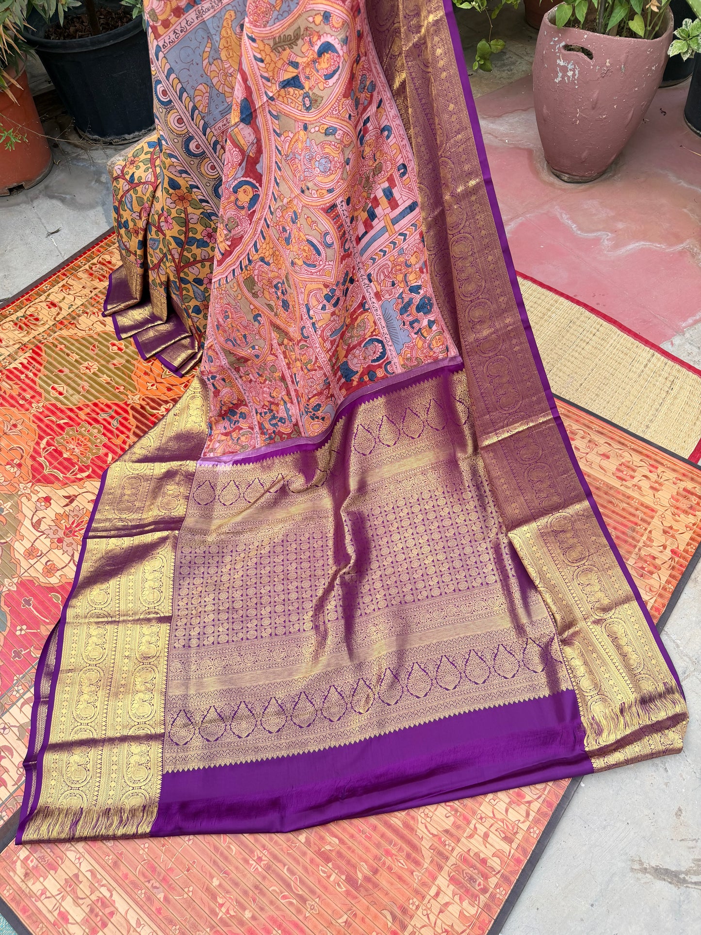 Kanchipattu penkalamkari saree