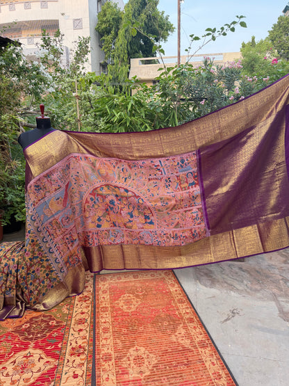 Kanchipattu penkalamkari saree
