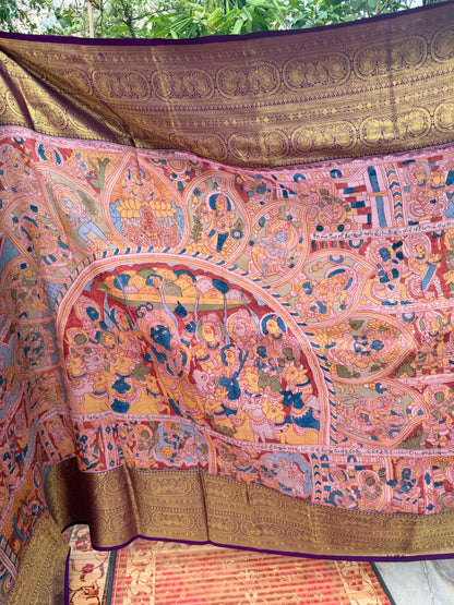 Kanchipattu penkalamkari saree