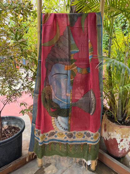 Bangalore silk penkalamkari dupatta