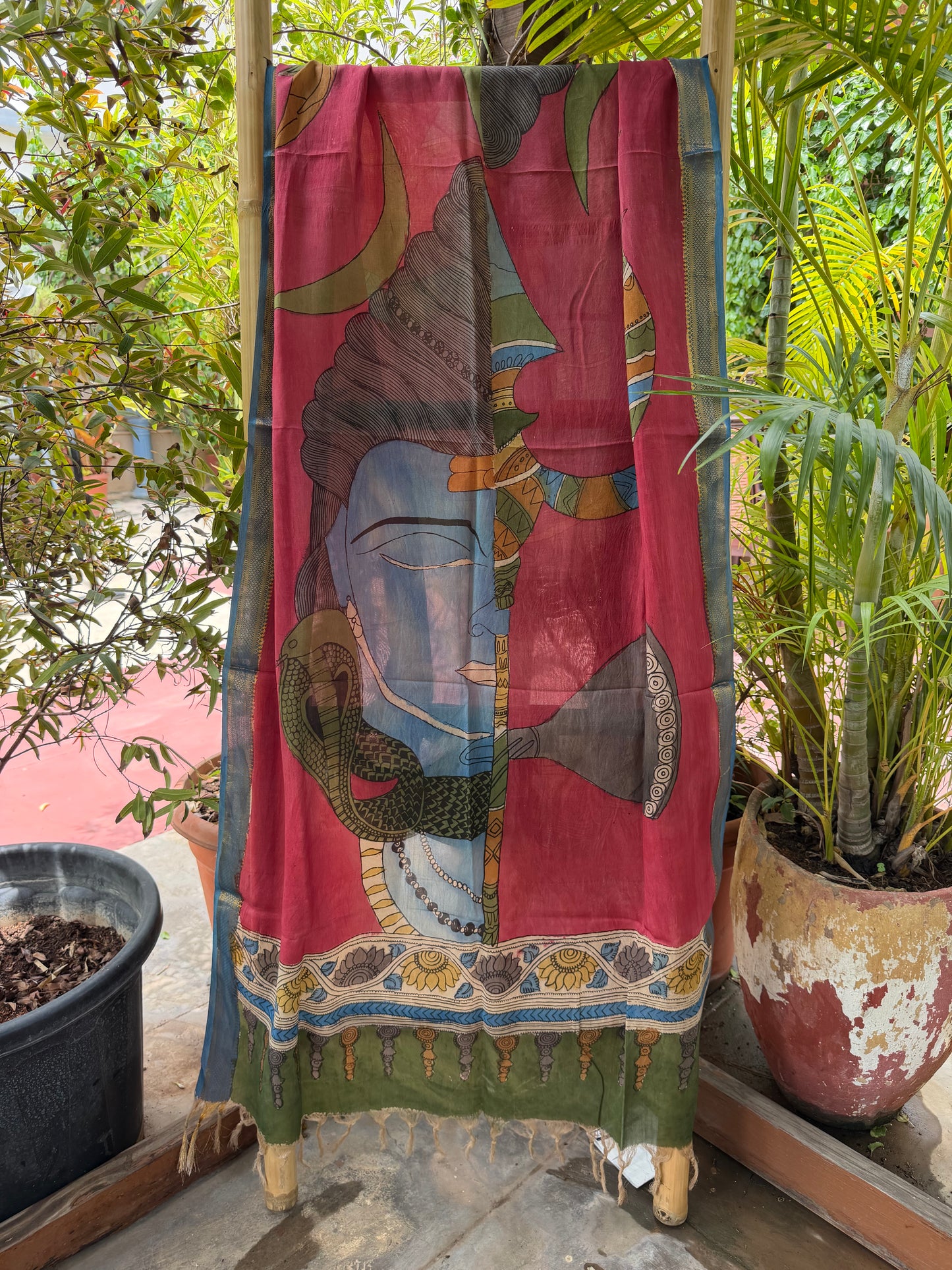 Bangalore silk penkalamkari dupatta