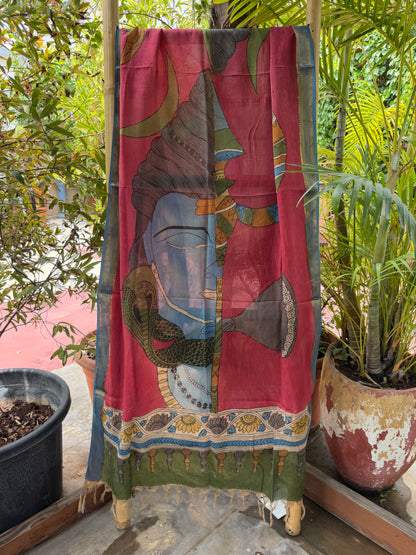 Bangalore silk penkalamkari dupatta