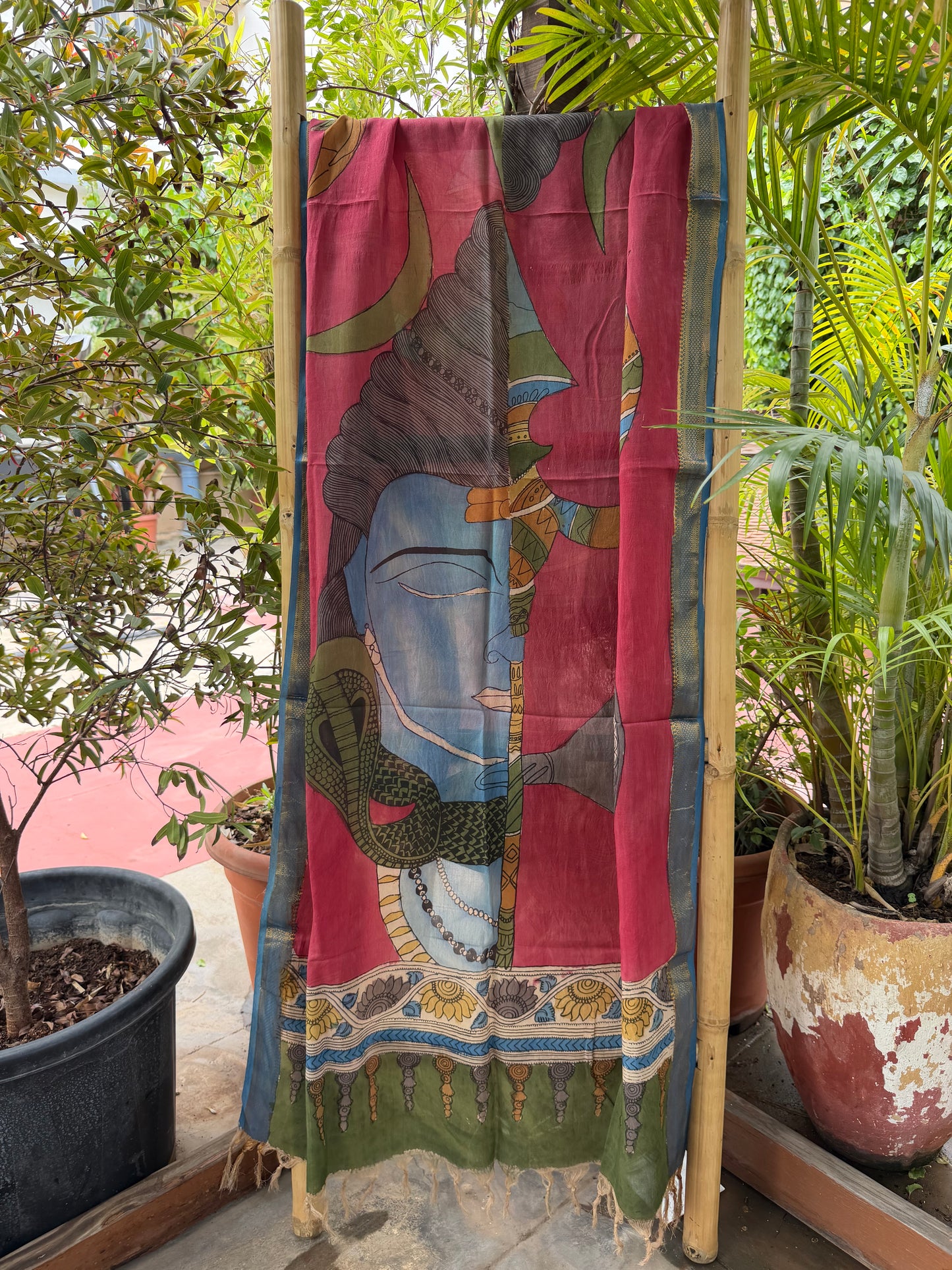 Bangalore silk penkalamkari dupatta