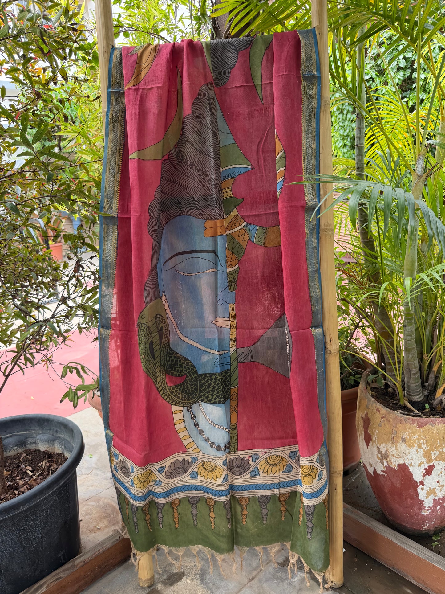 Bangalore silk penkalamkari dupatta