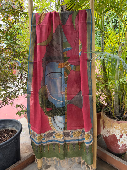 Bangalore silk penkalamkari dupatta