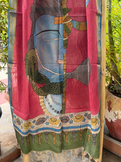 Bangalore silk penkalamkari dupatta