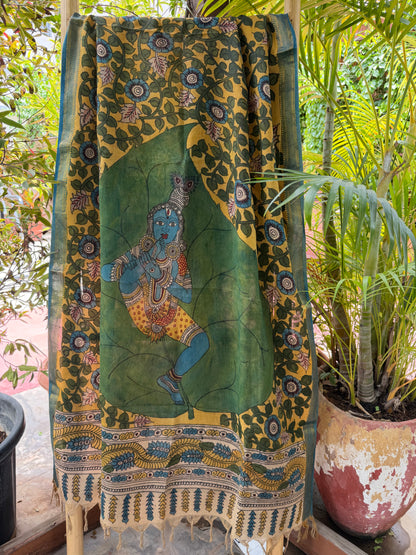 Bangalore silk penkalamkari dupatta