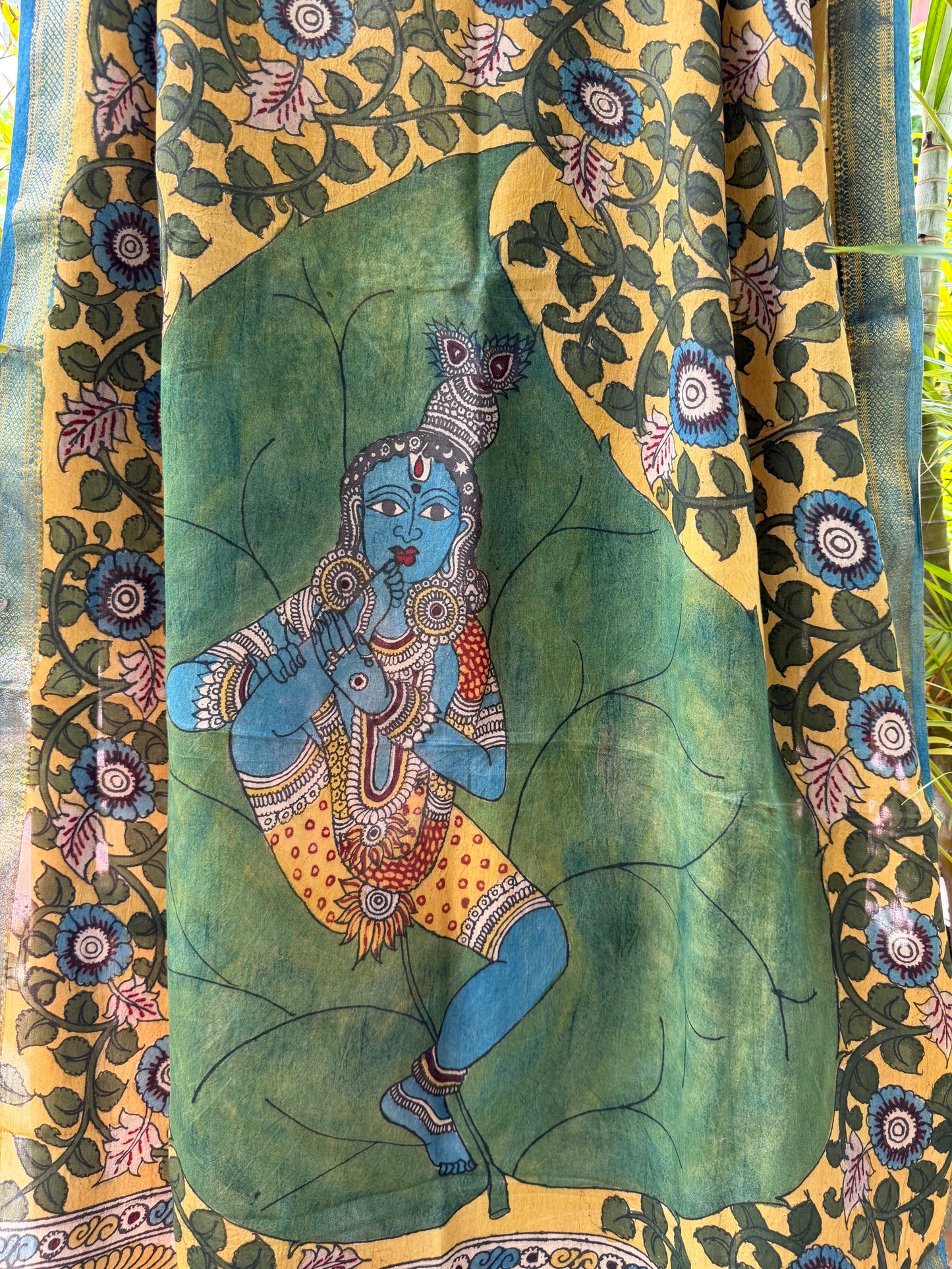 Bangalore silk penkalamkari dupatta
