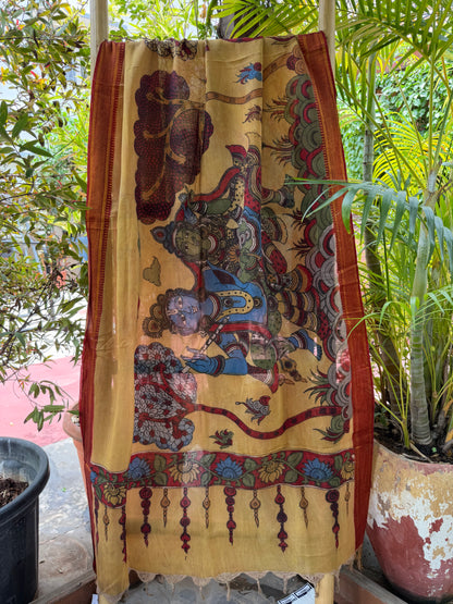Bangalore silk penkalamkari dupatta