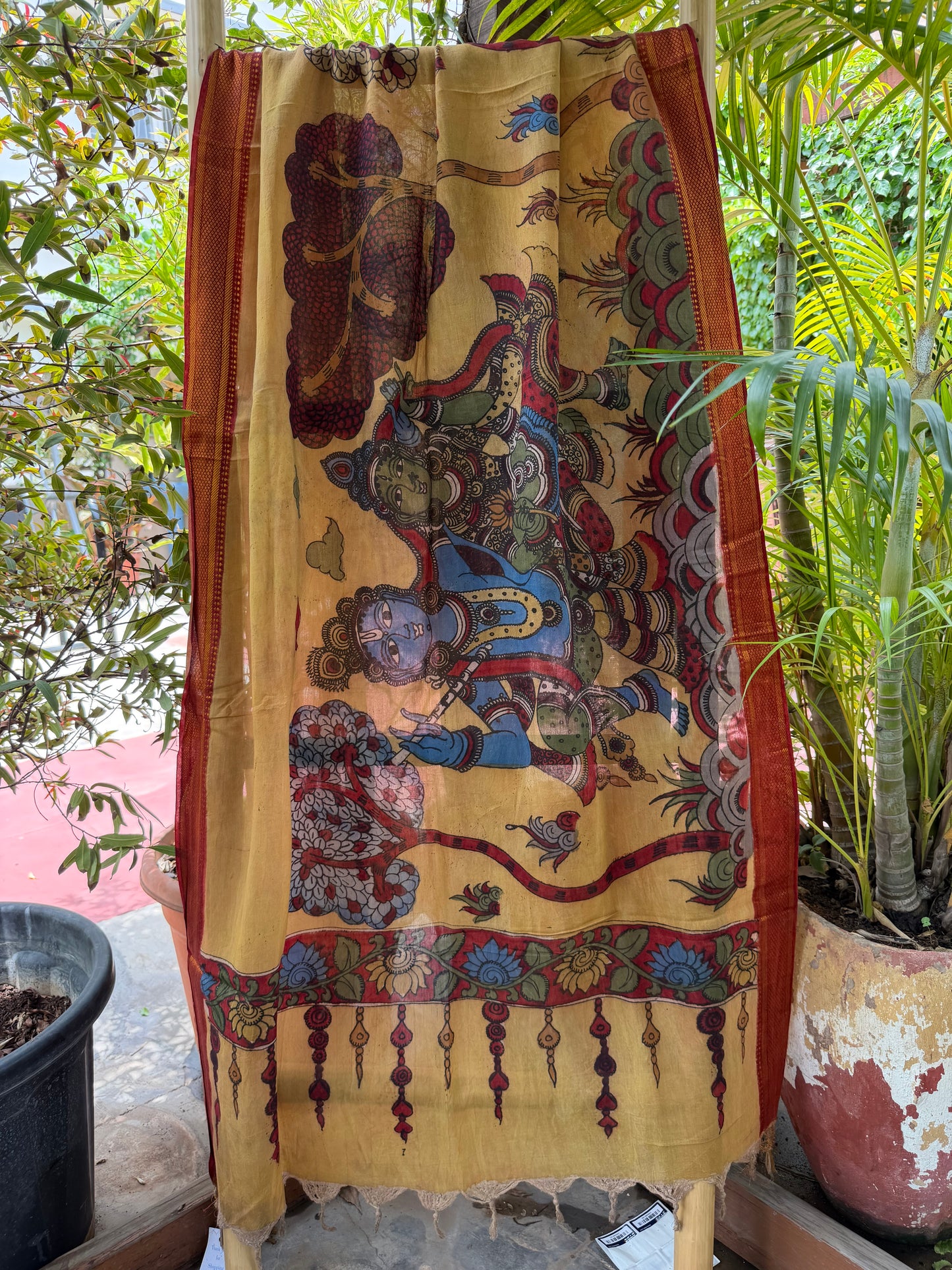 Bangalore silk penkalamkari dupatta
