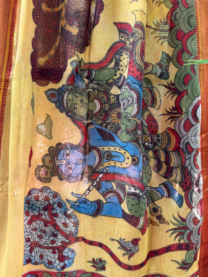 Bangalore silk penkalamkari dupatta