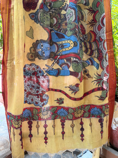 Bangalore silk penkalamkari dupatta