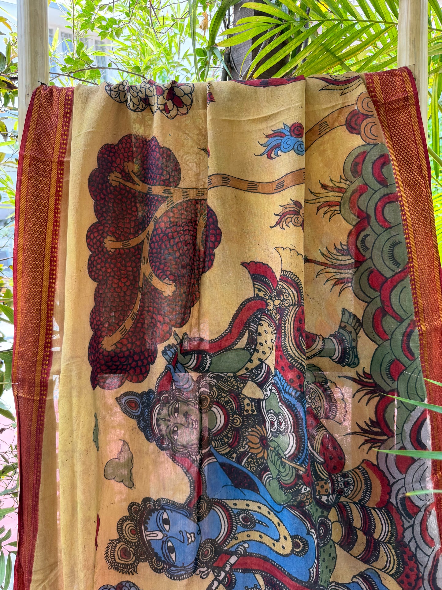 Bangalore silk penkalamkari dupatta