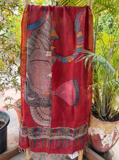 Bangalore silk penkalamkari dupatta