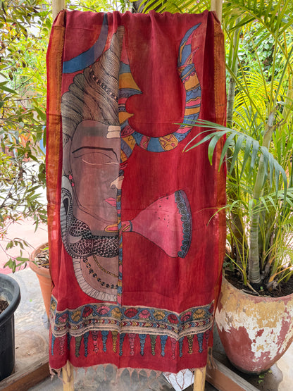 Bangalore silk penkalamkari dupatta