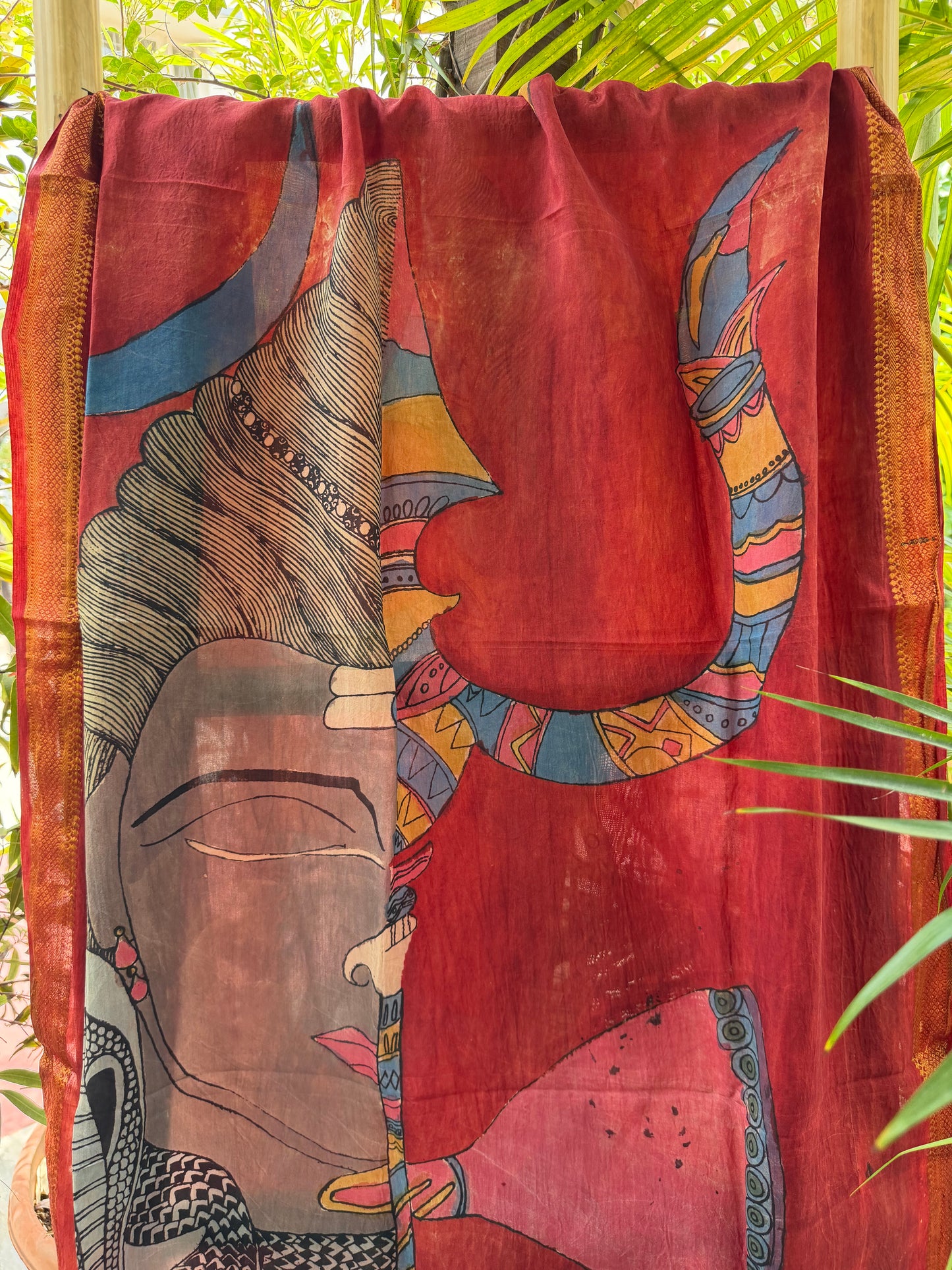 Bangalore silk penkalamkari dupatta