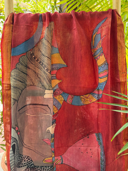 Bangalore silk penkalamkari dupatta