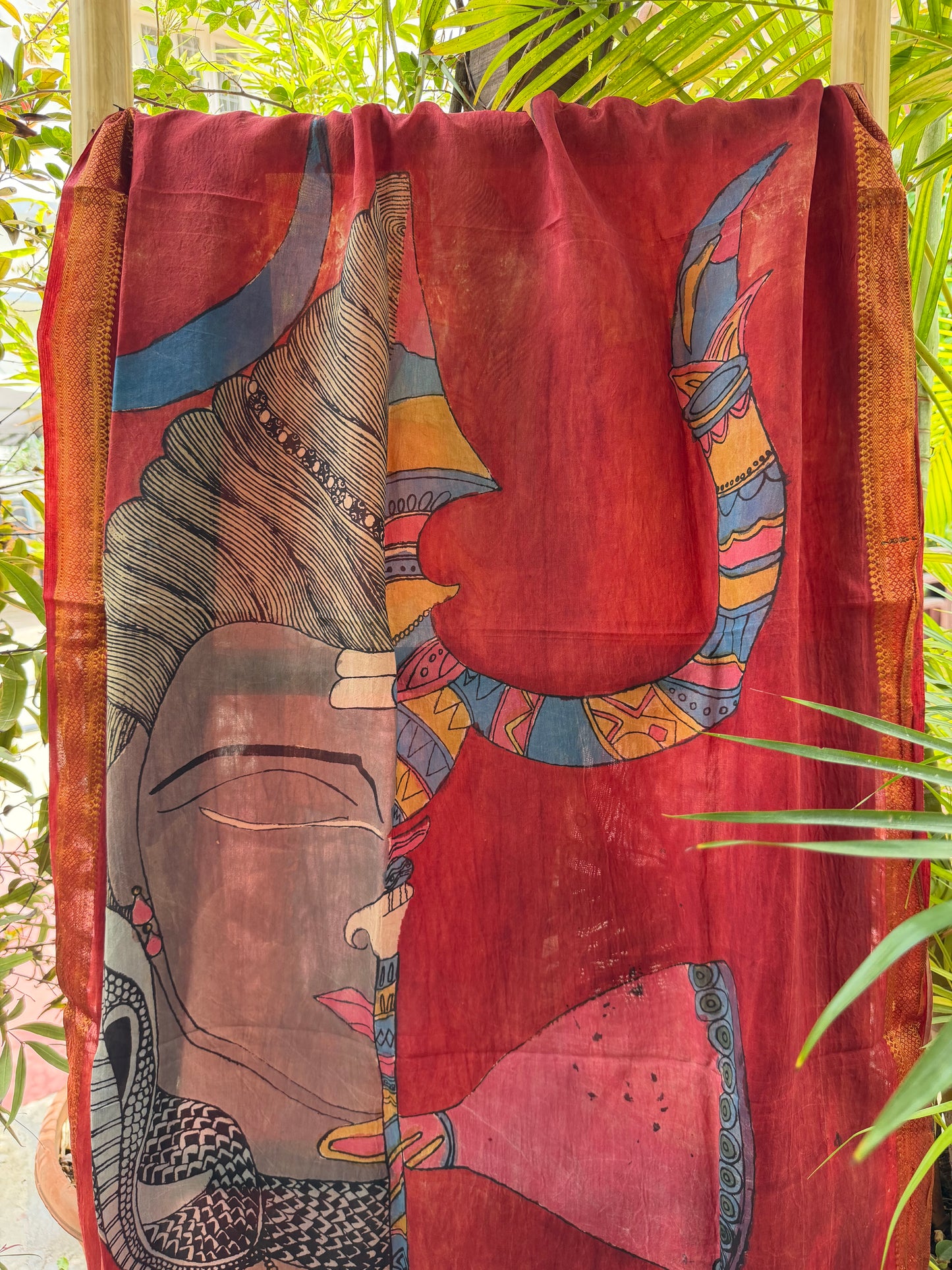 Bangalore silk penkalamkari dupatta