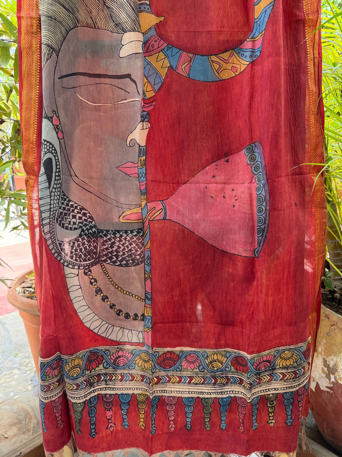 Bangalore silk penkalamkari dupatta