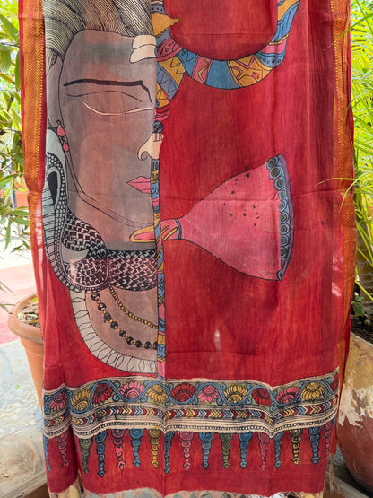 Bangalore silk penkalamkari dupatta