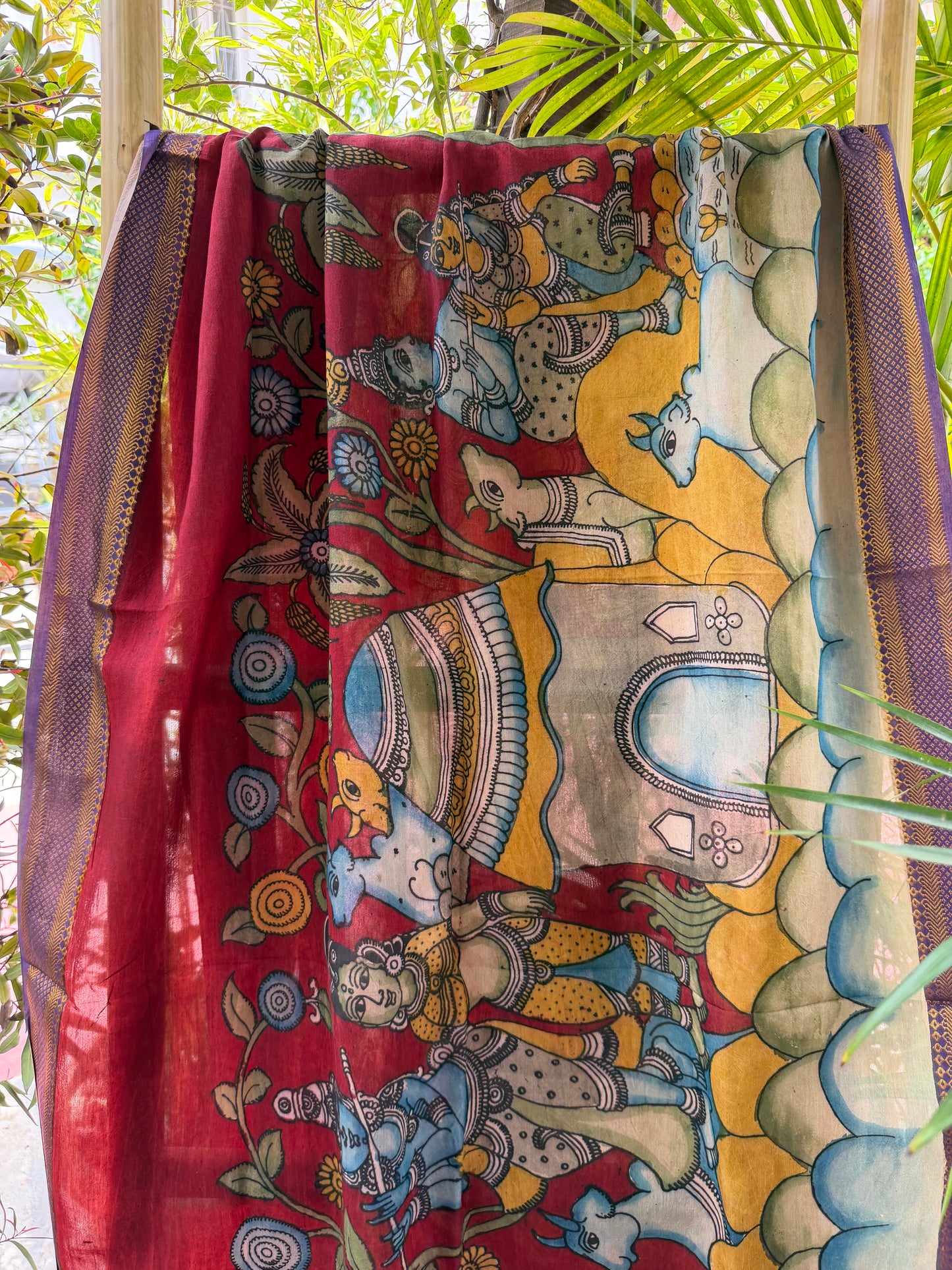 Bangalore silk penkalamkari dupatta