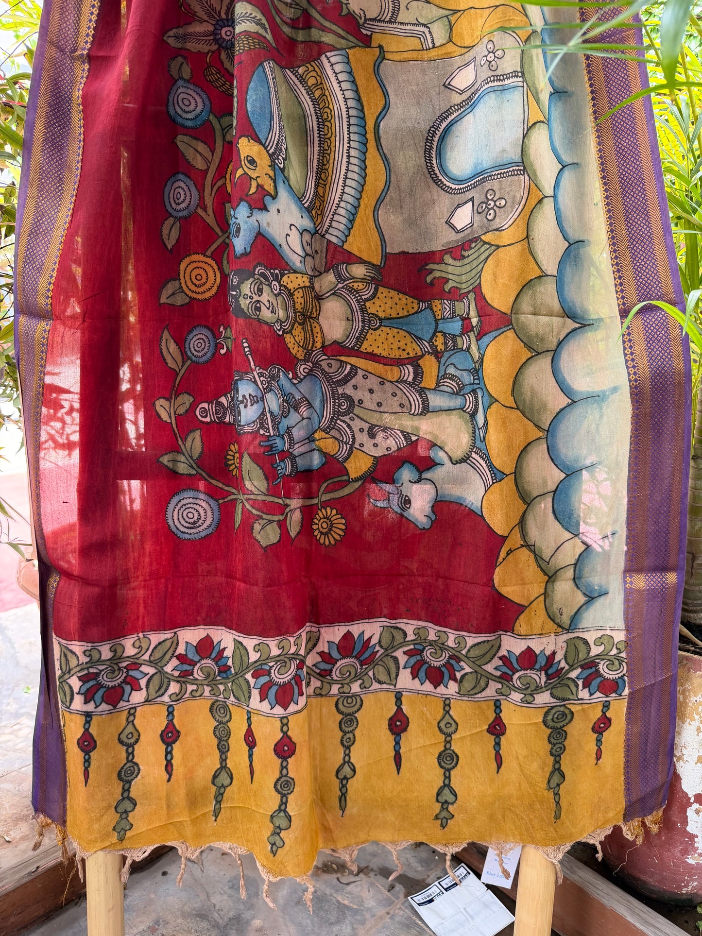 Bangalore silk penkalamkari dupatta