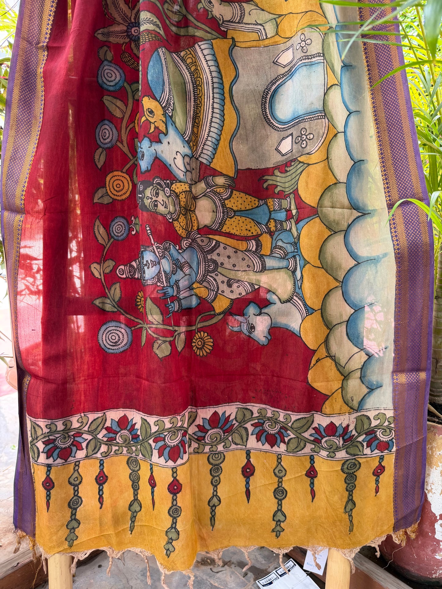 Bangalore silk penkalamkari dupatta