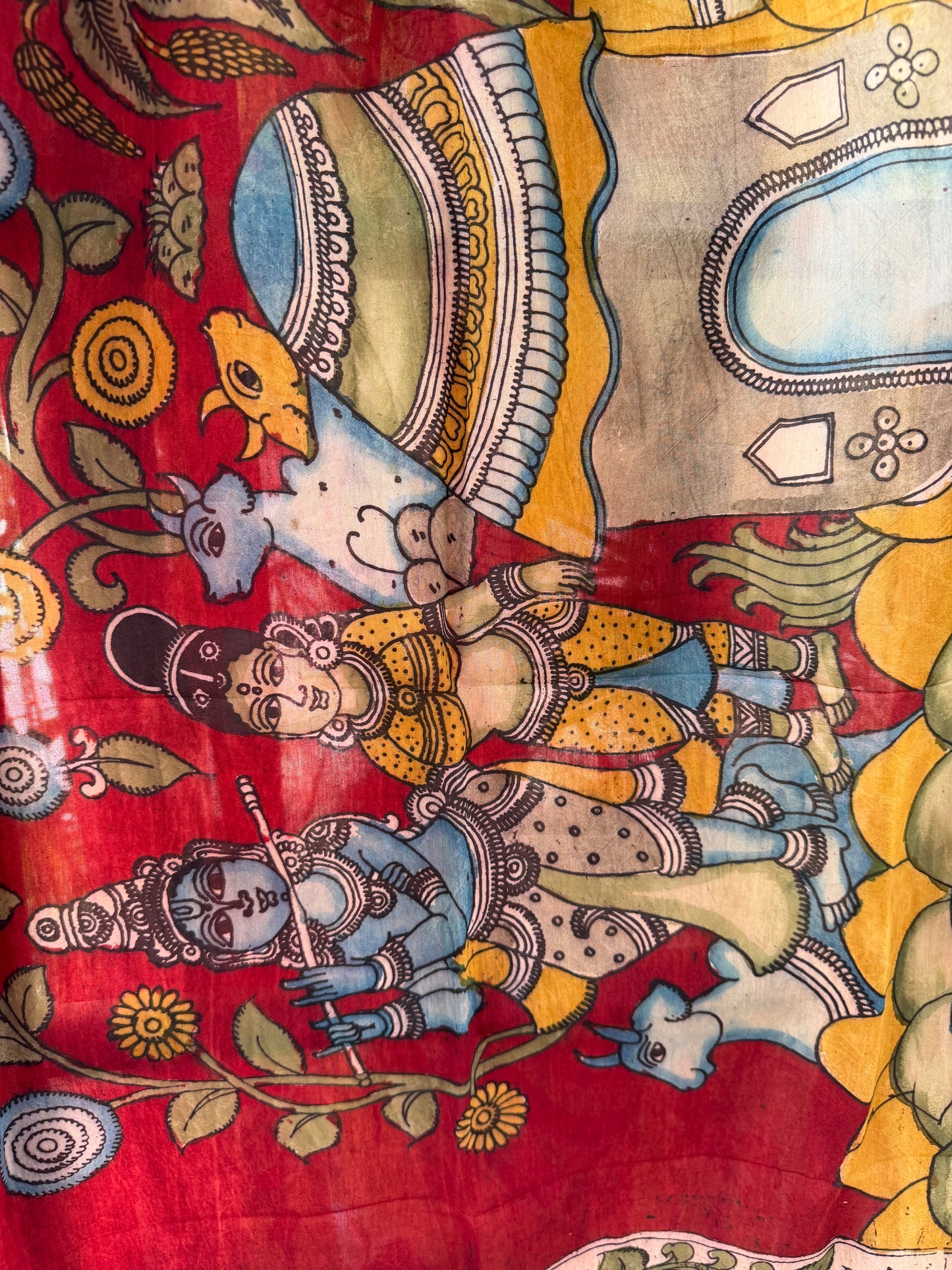 Bangalore silk penkalamkari dupatta