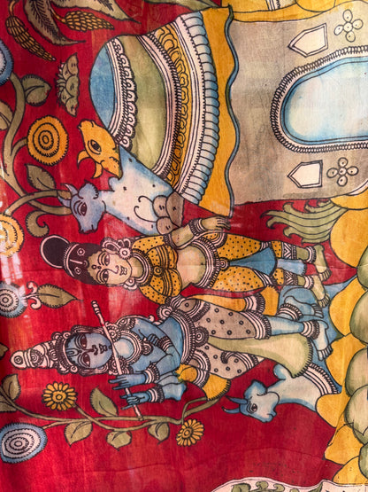 Bangalore silk penkalamkari dupatta