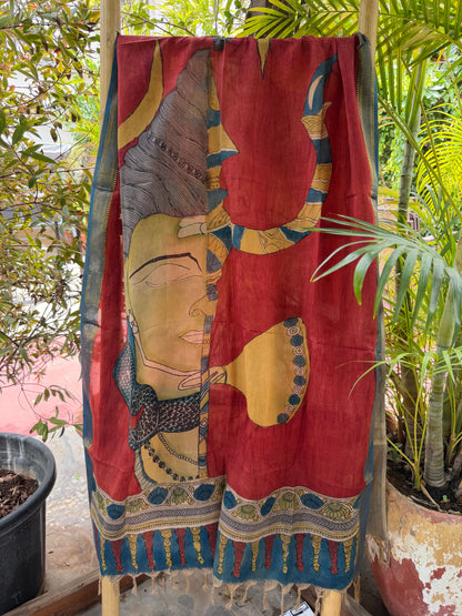 Bangalore silk penkalamkari dupatta