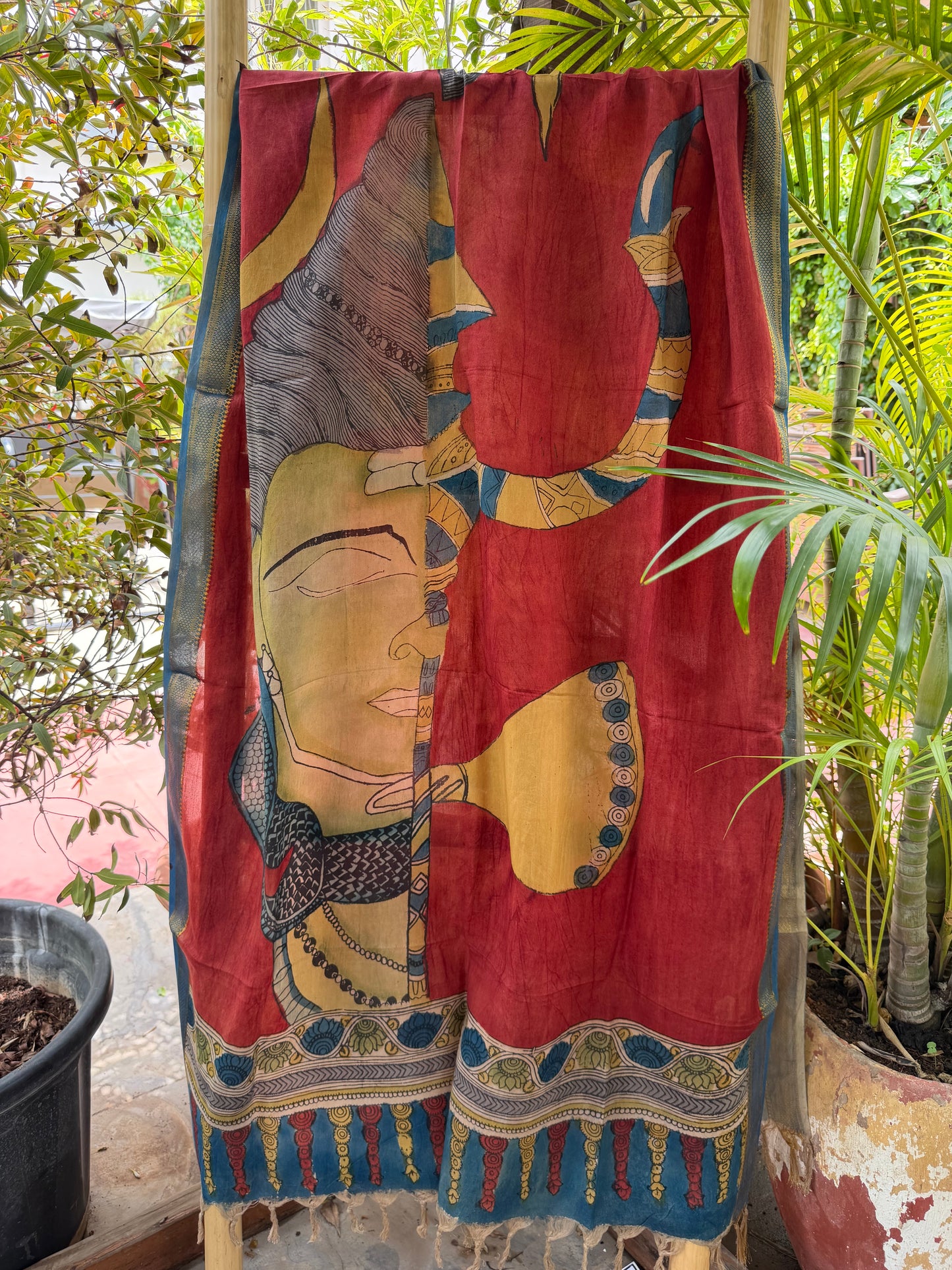 Bangalore silk penkalamkari dupatta