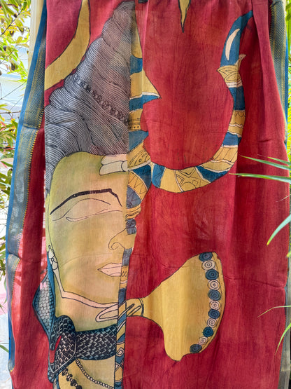 Bangalore silk penkalamkari dupatta