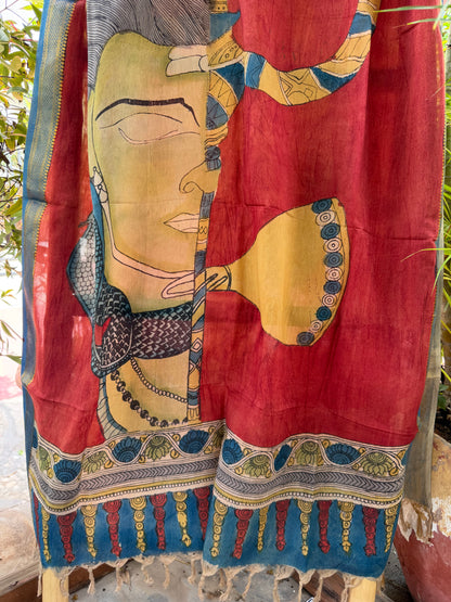 Bangalore silk penkalamkari dupatta