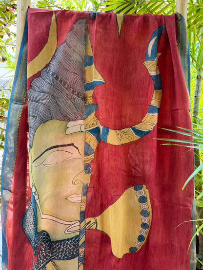 Bangalore silk penkalamkari dupatta